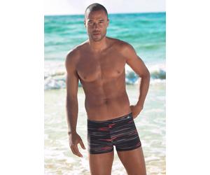 Boxer-Badehose KANGAROOS, Herren, Gr. 8, N-Gr, schwarz (schwarz, grau), Polyamid, gestreift, Badehosen, mit Streifendesign (277865-8) schwarz, grau