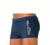 Boxer-Badehose S.OLIVER, Herren, Gr. 5, N-Gr, blau, Polyamid, unifarben, Badehosen, mit Logoschriftzug im coolen Used-Look (587839-5) blau