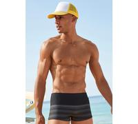 Boxer-Badehose VENICE BEACH, Herren, Gr. 8, N-Gr, schwarz (schwarz, grau), Polyamid, gestreift, Badehosen, im Streifendesign (55751644-8) schwarz, grau
