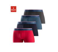 Boxer BENCH. "Boxershorts für Herren", Herren, Gr. L, 4 Stk., blau (rot, blau, anthrazit, schwarz), Jersey, Obermaterial: 95% Baumwolle, 5% Elasthan, unifarben, körpernah, Unterhosen, Unterhosen aus B