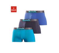 Boxer BENCH. "Boxershorts für Herren", Damen, Gr. S (4), 3 Stk., blau (türkis, marine, blau), Jersey, Obermaterial: 90% Baumwolle, 10% Elasthan (LYCRA), unifarben, Unterhosen, Unterhosen mit Logo Webb