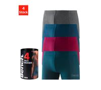 Boxer BENCH. "Boxershorts für Herren", Herren, Gr. XL, 4 Stk., bunt (blau, anthrazit, meliert, petrol, bordeaux), Jersey, Obermaterial: 95% Baumwolle, 5% Elasthan, unifarben, körpernah, Unterhosen, Un