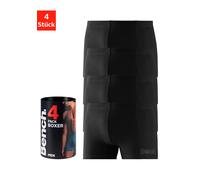 Boxer BENCH. "Boxershorts für Herren", Herren, Gr. XXL, 4 Stk., schwarz, Jersey, Obermaterial: 95% Baumwolle, 5% Elasthan, unifarben, körpernah, Unterhosen, Unterhosen in der Dose mit kleinem Logodruc