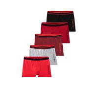 Boxer BENCH. "Boxershorts für Jungen", Jungen, Gr. 122/128, 5 Stk., grau, meliert, rot, bordeaux, dunkelrot, schwarz, Jersey, Obermaterial: 95% Baumwolle, 5% Elasthan, unifarben, körpernah, Unterhosen