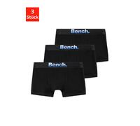 Boxer BENCH. "Boxershorts für Jungen", Jungen, Gr. 134/140, 3 Stk., schwarz, Jersey, Obermaterial: 90% Baumwolle, 10% Elasthan (LYCRA), unifarben, körpernah, Unterhosen, mit modernem Markenlogo vorn (