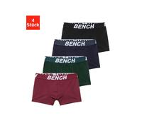 Boxer BENCH. "Boxershorts für Jungen", Jungen, Gr. 134/140, 4 Stk., bunt (bordeaux, petrol, navy, schwarz), Single Jersey, Obermaterial: 92% Baumwolle, 8% Elasthan (LYCRA), unifarben, körpernah, Unter