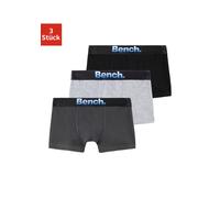 Boxer BENCH. "Boxershorts für Jungen", Jungen, Gr. 170/176, 3 Stk., schwarz (anthrazit, grau, meliert, schwarz), Jersey, Obermaterial: 90% Baumwolle, 10% Elasthan (LYCRA), unifarben, körpernah, Unterh