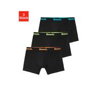 Boxer BENCH. "Boxershorts für Jungen", Jungen, Gr. 170/176, 3 Stk., schwarz (kontrastfarbene details), Jersey, Obermaterial: 92% Baumwolle, 8% Elasthan (LYCRA), unifarben, körpernah, Unterhosen, unifa