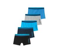Boxer BENCH. "Boxershorts für Jungen", Jungen, Gr. 170/176, 5 Stk., blau (grau, türkis, blau, dunkelblau, navy), Jersey, Obermaterial: 95% Baumwolle, 5% Elasthan, unifarben, körpernah, Unterhosen, mit