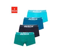 Boxer BENCH. "Boxershorts für Jungen", Jungen, Gr. 182, 4 Stk., bunt (petrol, mint, navy, türkis), Single Jersey, Obermaterial: 92% Baumwolle, 8% Elasthan (LYCRA), unifarben, körpernah, Unterhosen, mi