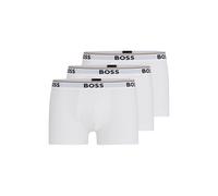 Boxer BOSS "TRUNK 3 PACK", Herren, Gr. L, 3 Stk., schwarz (weiß), Jersey, Obermaterial: 95% Baumwolle, 5% Elasthan, unifarben, körpernah, Unterhosen, BOSS Schriftzug auf dem Bund (88555463-L) weiß