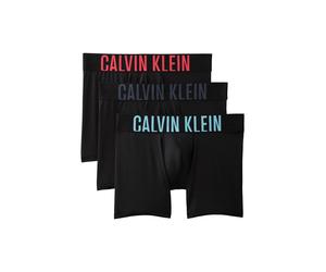 Boxer "BOXER BRIEF 3PK", Herren, Gr. L (52), 3 Stk., schwarz w, ombre blau logo, schwarz w, c, Jersey, Obermaterial: 88% Polyester, 12% Elasthan, CALVIN KLEIN UNDERWEAR, körpernah, Unterhosen, mit ela