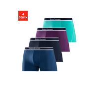 Boxer BRUNO BANANI "Boxershorts für Herren", Damen, Gr. M, bunt (türkis, lila, blau, navy), Jersey, Obermaterial: 92% Baumwolle, 8% Elasthan (LYCRA), unifarben, körpernah, Unterhosen, mit Steifen und