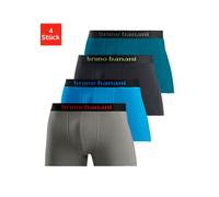 Boxer BRUNO BANANI "Boxershorts für Herren", Herren, Gr. L, 4 Stk., bunt (grau, türkis, schwarz, petrol), Jersey, Obermaterial: 95% Baumwolle, 5% Elasthan, unifarben, Unterhosen, mit farbigen Marken-S