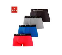 Boxer BRUNO BANANI "Boxershorts für Herren", Herren, Gr. L, 4 Stk., bunt (rot, grau, schwarz, navy), Jersey, Obermaterial: 95% Baumwolle, 5% Elasthan, unifarben, körpernah, Unterhosen, mit Kontrast-We