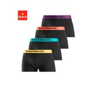 Boxer BRUNO BANANI "Boxershorts für Herren", Herren, Gr. L, 4 Stk., bunt (schwarz, orange, schwarz, türkis, schwarz, gelb, schwarz, lila), Jersey, Obermaterial: 95% Baumwolle, 5% Elasthan, unifarben, 