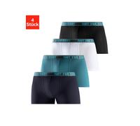 Boxer BRUNO BANANI "Boxershorts für Herren", Herren, Gr. L (6), 4 Stk., bunt (navy, petrol, weiß, schwarz), Jersey, Obermaterial: 95% Baumwolle, 5% Elasthan, unifarben, körpernah, Unterhosen, mit Schr