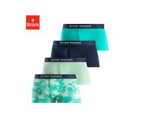 Boxer BRUNO BANANI "Boxershorts für Herren", Herren, Gr. L (6), 4 Stk., grün (mint bedruckt, mint, navy, hellgrün), Jersey, Obermaterial: 92% Baumwolle, 8% Elasthan, bedruckt, unifarben, Unterhosen, m