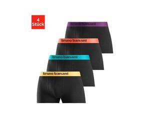 Boxer BRUNO BANANI "Boxershorts für Herren", Herren, Gr. M, 4 Stk., bunt (schwarz, orange, schwarz, türkis, schwarz, gelb, schwarz, lila), Jersey, Obermaterial: 95% Baumwolle, 5% Elasthan, unifarben,
