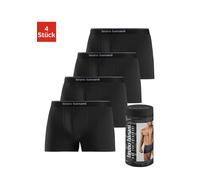 Boxer BRUNO BANANI "Boxershorts für Herren", Herren, Gr. S (4), 4 Stk., schwarz, Jersey, Obermaterial: 95% Baumwolle, 5% Elasthan, unifarben, körpernah, Unterhosen, in der Dose verpackt (49477539-S) s