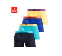 Boxer BRUNO BANANI "Boxershorts für Herren", Herren, Gr. S, 4 Stk., bunt (gelb, royalblau, türkis, navy), Jersey, Obermaterial: 95% Baumwolle, 5% Elasthan, unifarben, Unterhosen, mit längerem Bein und