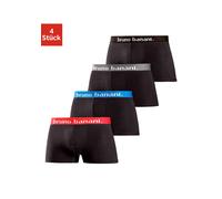 Boxer BRUNO BANANI "Boxershorts für Herren", Herren, Gr. S, 4 Stk., schwarz, Jersey, Obermaterial: 95% Baumwolle, 5% Elasthan, unifarben, körpernah, Unterhosen, mit Kontrast-Webbund (45789962-S) schwa