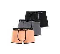 Boxer BRUNO BANANI "Boxershorts für Herren", Herren, Gr. XL, 3 Stk., aprico, grau, schwarz, Jersey, Obermaterial: 92% Baumwolle, 8% Elasthan (LYCRA), unifarben mit Farbeinsätzen, Unterhosen, mit modis