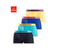 Boxer BRUNO BANANI "Boxershorts für Herren", Herren, Gr. XL, 4 Stk., bunt (gelb, türkis, royalblau, navy), Jersey, Obermaterial: 95% Baumwolle, 5% Elasthan, unifarben, Unterhosen Boxer, mit farbigen M