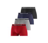 Boxer BRUNO BANANI "Boxershorts für Herren", Herren, Gr. XL, 4 Stk., bunt (grau, meliert, bordeaux, rot, schwarz), Jersey, Obermaterial: 92% Baumwolle, 8% Elasthan (LYCRA), unifarben, Unterhosen, mit