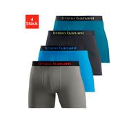 Boxer BRUNO BANANI "Boxershorts für Herren", Herren, Gr. XL, 4 Stk., bunt (grau, türkis, schwarz, petrol), Jersey, Obermaterial: 95% Baumwolle, 5% Elasthan, unifarben, körpernah, Unterhosen, mit länge