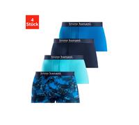 Boxer BRUNO BANANI "Boxershorts für Herren", Herren, Gr. XL (7), 4 Stk., blau (blau bedruckt, türkis, navy, blau), Jersey, Obermaterial: 92% Baumwolle, 8% Elasthan, bedruckt, unifarben, Unterhosen, mi