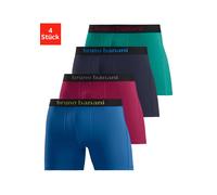 Boxer BRUNO BANANI "Boxershorts für Herren", Herren, Gr. XXL, 4 Stk., bunt (blau, rot, marine, grün), Jersey, Obermaterial: 95% Baumwolle, 5% Elasthan, unifarben, Unterhosen, mit längerem Bein und auf