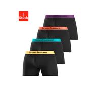 Boxer BRUNO BANANI "Boxershorts für Herren", Herren, Gr. XXL, 4 Stk., bunt (schwarz, orange, schwarz, türkis, schwarz, gelb, schwarz, lila), Jersey, Obermaterial: 95% Baumwolle, 5% Elasthan, unifarben