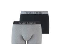 Boxer BRUNO BANANI "Flowing", Damen, Gr. L (6), grau (schwarz, grau, grau, meliert, schwarz), Stoff, Obermaterial: 93% Baumwolle, 7% Elasthan, unifarben, körpernah, Unterhosen, mit kontrastreichem Log