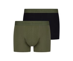 Boxer BRUNO BANANI "Flowing", Damen, Gr. XL, schwarz (olivgrün, schwarz), Stoff, Obermaterial: 93% Baumwolle, 7% sonstige Fasern, unifarben mit Farbeinsatz, körpernah, Unterhosen, mit kontrastreichem