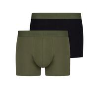Boxer BRUNO BANANI "Flowing", Herren, Gr. XL, schwarz (olivgrün, schwarz), Stoff, Obermaterial: 93% Baumwolle, 7% sonstige Fasern, unifarben mit Farbeinsatz, körpernah, Unterhosen, mit kontrastreichem