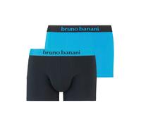 Boxer BRUNO BANANI "Flowing", Herren, Gr. XXL/8, blau (türkis, schwarz), Stoff, Obermaterial: 93% Baumwolle, 7% Elasthan, bedruckt, unifarben mit Farbeinsatz, körpernah, Unterhosen, mit kontrastreiche