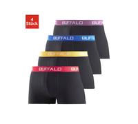 Boxer BUFFALO "Boxershorts für Herren", Damen, Gr. L, 4 Stk., bunt (schwarz, bunt), Jersey, Obermaterial: 95% Baumwolle, 5% Elasthan, unifarben, körpernah, Unterhosen, aus Baumwoll-Mix (745423-L) schw