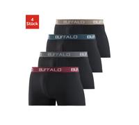 Boxer BUFFALO "Boxershorts für Herren", Damen, Gr. XL, 4 Stk., schwarz, Jersey, Obermaterial: 95% Baumwolle, 5% Elasthan, unifarben, körpernah, Unterhosen, aus Baumwoll-Mix (709745-XL) schwarz