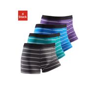 Boxer BUFFALO "Boxershorts für Herren", Herren, Gr. L, 4 Stk., bunt (grün, gestreift, blau, gestreift, lila, gestreift, dunkelblau, gestreift), Jersey, Obermaterial: 95% Baumwolle, 5% Elasthan, gestre