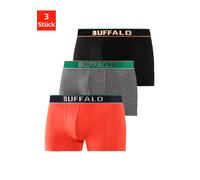 Boxer BUFFALO "Boxershorts für Herren", Herren, Gr. XL, 3 Stk., orange (schwarz, orange, anthrazit, meliert), Jersey, Obermaterial: 92% Baumwolle, 8% Elasthan, unifarben, Unterhosen, aus Baumwoll-Mix 