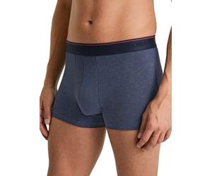 Boxer CALIDA "Cotton Sporty", Herren, Gr. S (46/48), blau (jeans melé), Obermaterial: 95% Baumwolle, 5% Elasthan, unifarben, körpernah, Unterhosen, mit anliegendem Schnitt und kurzem Bein (39487211-S)
