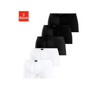 Boxer H.I.S "Boxershorts für Herren", Damen, Gr. 4S, 5 Stk., schwarz-weiß (schwarz, weiß), Jersey, Obermaterial: 95% Baumwolle, 5% Elasthan, unifarben, normal, Unterhosen, aus Baumwolle (378915-4) sch