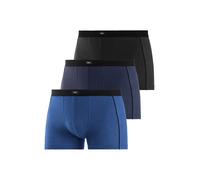 Boxer H.I.S "Boxershorts für Herren", Damen, Gr. 7 (XL), 3 Stk., blau (blau, navy, schwarz), Jersey, Obermaterial: 95% Baumwolle, 5% Elasthan, unifarben, Unterhosen, mit schmalen Piping an den Seiten 