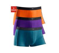 Boxer H.I.S "Boxershorts für Herren", Damen, Gr. 7 (XL), 3 Stk., bunt (orange, lila, petrol), Jersey, Obermaterial: 95% Baumwolle, 5% Elasthan, unifarben, Unterhosen, mit schmalen Piping an den Seiten