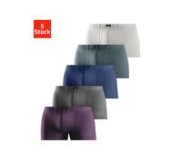 Boxer H.I.S "Boxershorts für Herren", Herren, Gr. 10 (4XL), 5 Stk., bunt (aubergine, anthrazit, blau, blau, grün, grau, meliert), Jersey, Obermaterial: 95% Baumwolle, 5% Elasthan, unifarben, körpernah