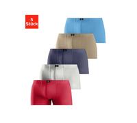 Boxer H.I.S "Boxershorts für Herren", Herren, Gr. 3 (XS), bunt (rot, blau, marine, khaki, grau, meliert), Jersey, Obermaterial: 95% Baumwolle, 5% Elasthan, unifarben, normal, Unterhosen, aus Baumwolle