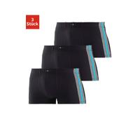 Boxer H.I.S "Boxershorts für Herren", Herren, Gr. 5 (M), schwarz, Jersey, Obermaterial: 95% Baumwolle, 5% Elasthan, unifarben, Unterhosen, mit Colorblocking, Topseller (287531-5) schwarz