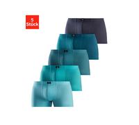 Boxer H.I.S "Boxershorts für Herren", Herren, Gr. 6L, 5 Stk., blau (blau, hellblau, navy, petrol, dunkelpetrol), Jersey, Obermaterial: 95% Baumwolle, 5% Elasthan, unifarben, normal, Unterhosen, aus Ba