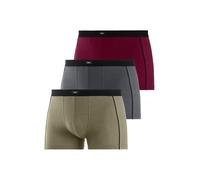 Boxer H.I.S "Boxershorts für Herren", Damen, Gr. 8, 3 Stk., bunt (grau, olivgrün, bordeaux), Jersey, Obermaterial: 95% Baumwolle, 5% Elasthan, unifarben, Unterhosen, mit schmalen Piping an den Seiten
